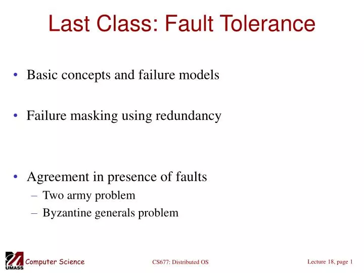 last class fault tolerance