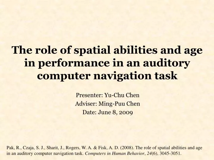 the role of spatial abilities and age in performance in an auditory computer navigation task