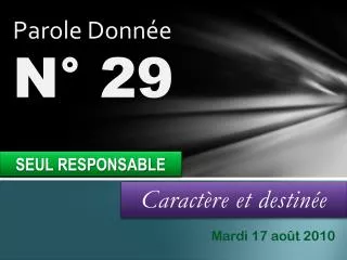 caract re et destin e
