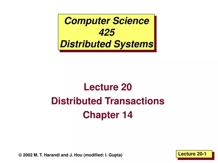 computer science 425 distributed systems