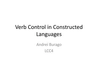 Verb Control in Constructed Languages