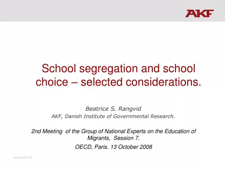 school segregation and school choice selected considerations
