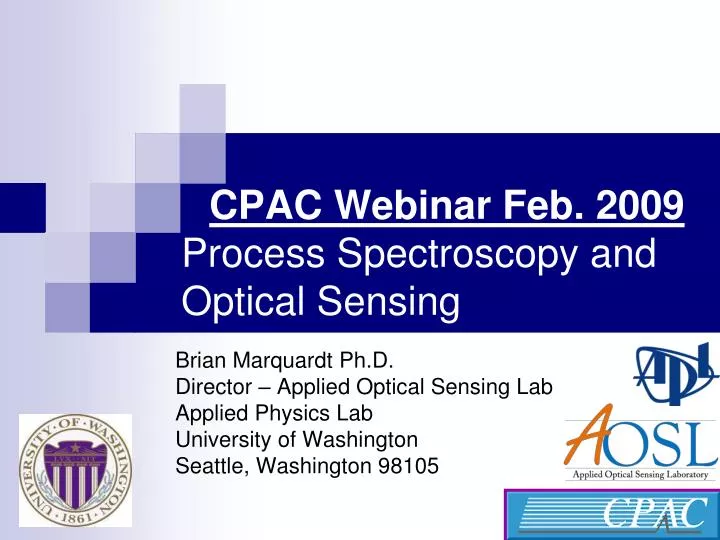 cpac webinar feb 2009 process spectroscopy and optical sensing