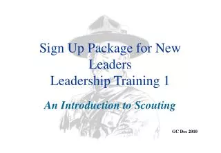 Sign Up Package for New Leaders Leadership Training 1