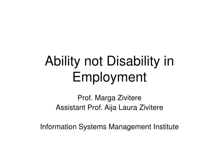 ability not disability in employment