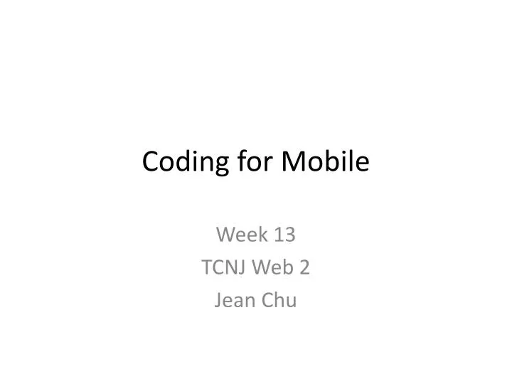 coding for mobile