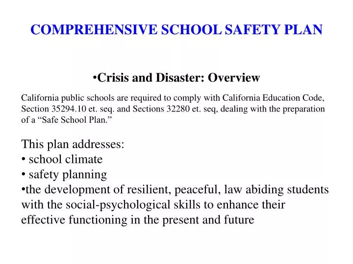 comprehensive school safety plan