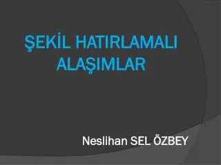 ŞEKİL HATIRLAMALI ALAŞIMLAR Neslihan SEL ÖZBEY