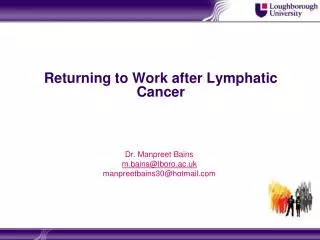 Returning to Work after Lymphatic Cancer