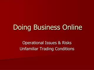 Doing Business Online