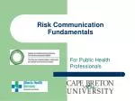 Risk Communication Fundamentals - slide 1