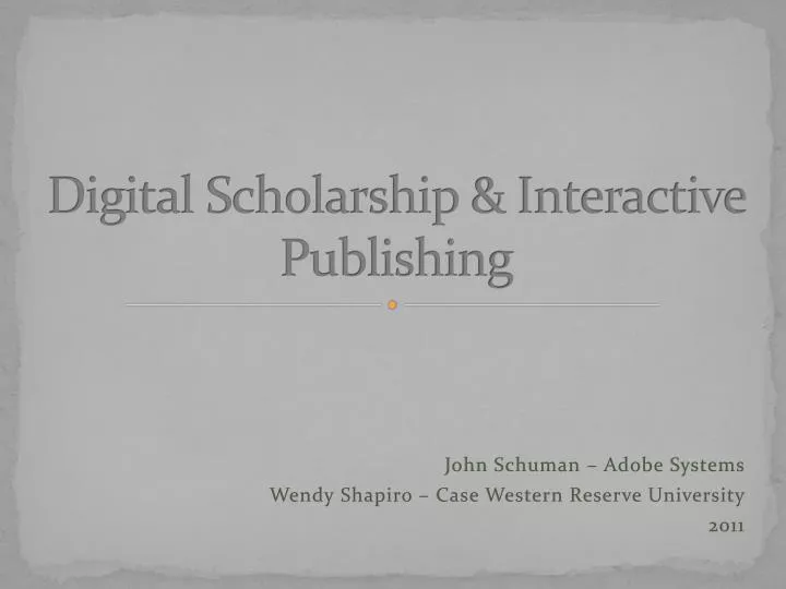 digital scholarship interactive publishing