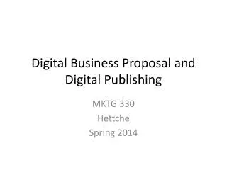 Digital Business Proposal and Digital Publishing