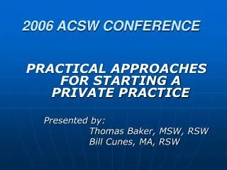 2006 ACSW CONFERENCE