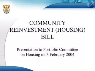 COMMUNITY REINVESTMENT (HOUSING) BILL