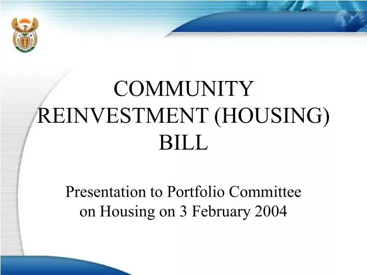 community reinvestment housing bill