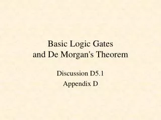 basic logic gates and de morgan s theorem