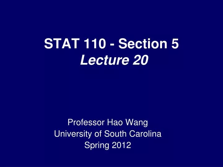 stat 110 section 5 lecture 20