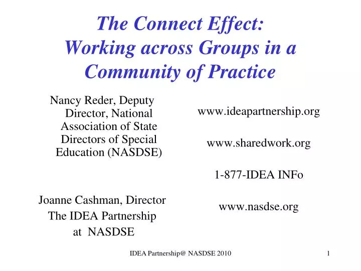 the connect effect working across groups in a community of practice