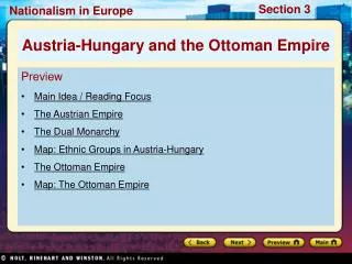 Preview Main Idea / Reading Focus The Austrian Empire The Dual Monarchy