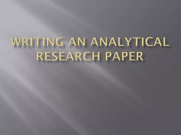 writing an analytical research paper