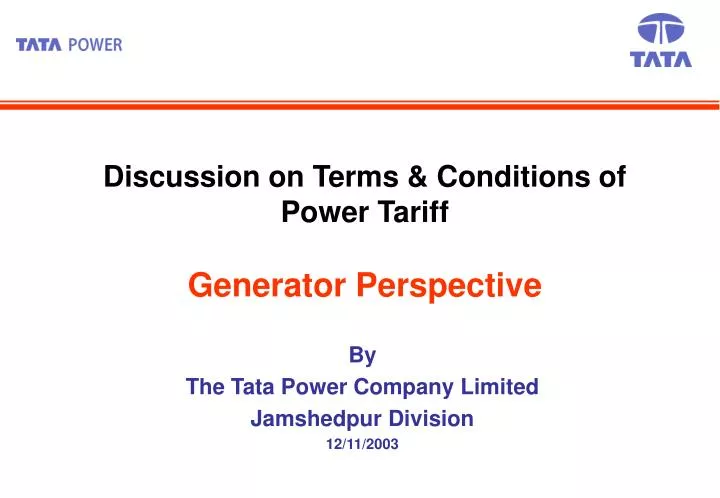 discussion on terms conditions of power tariff generator perspective