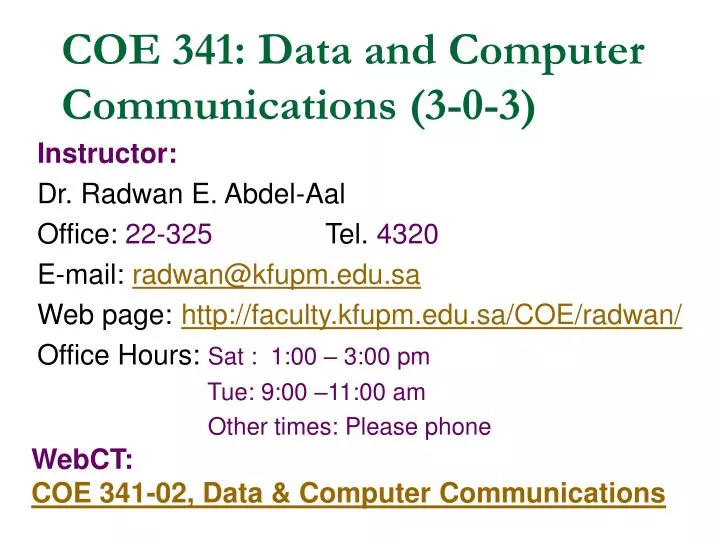 coe 341 data and computer communications 3 0 3