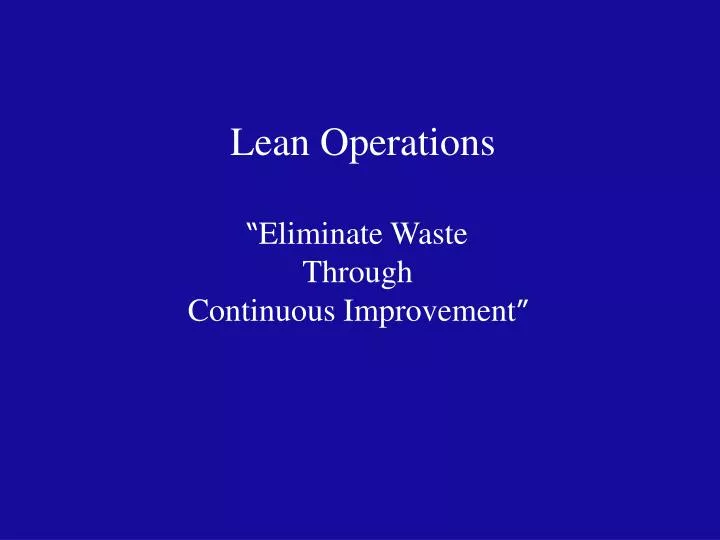 lean operations