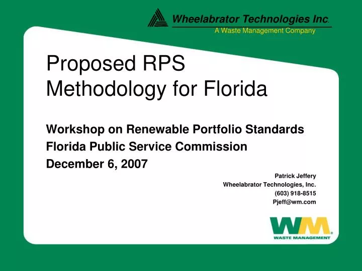 proposed rps methodology for florida