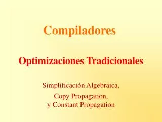optimizaciones tradicionales