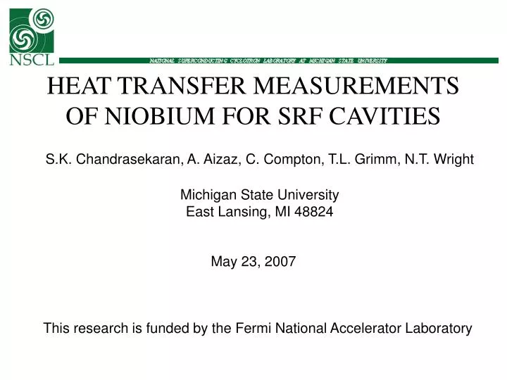 heat transfer measurements of niobium for srf cavities