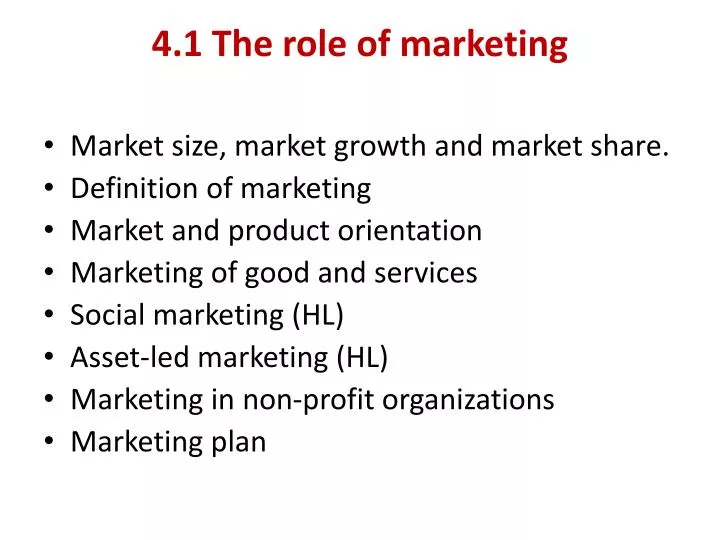 4 1 the role of marketing
