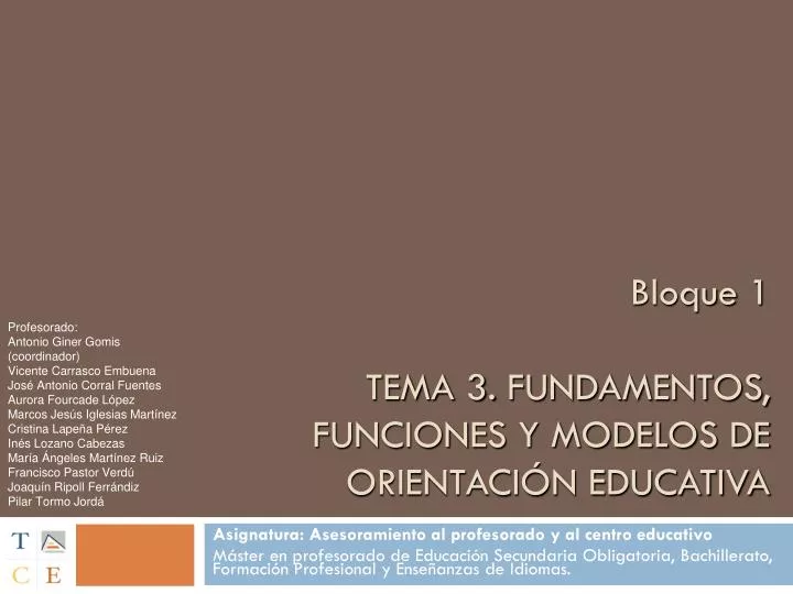bloque 1 tema 3 fundamentos funciones y modelos de orientaci n educativa