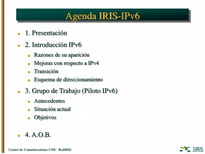 agenda iris ipv6