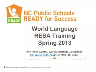 World Language RESA Training Spring 2013