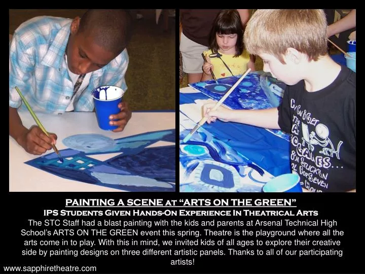 painting a scene at arts on the green ips students given hands on experience in theatrical arts