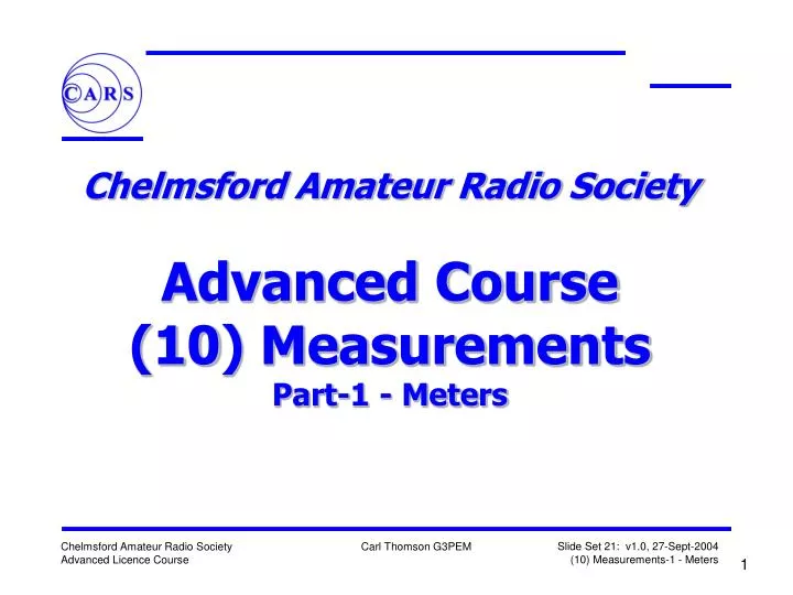 chelmsford amateur radio society advanced course 10 measurements part 1 meters