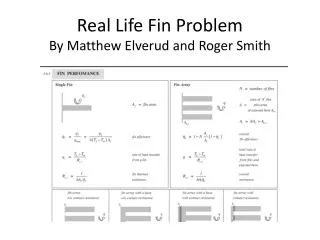 Real Life Fin Problem By Matthew Elverud and Roger Smith