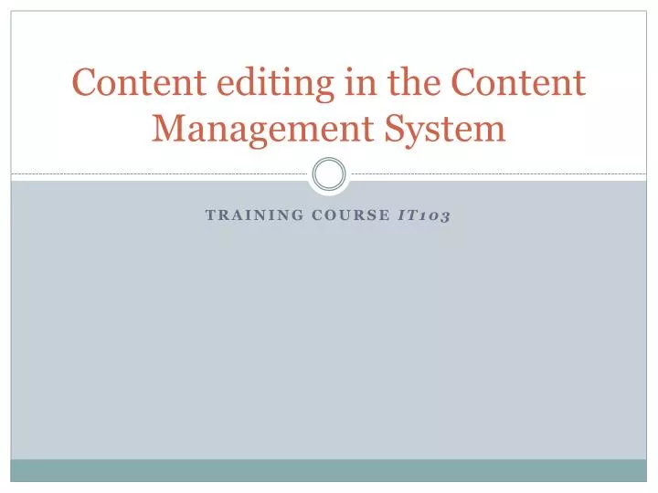 content editing in the content management system