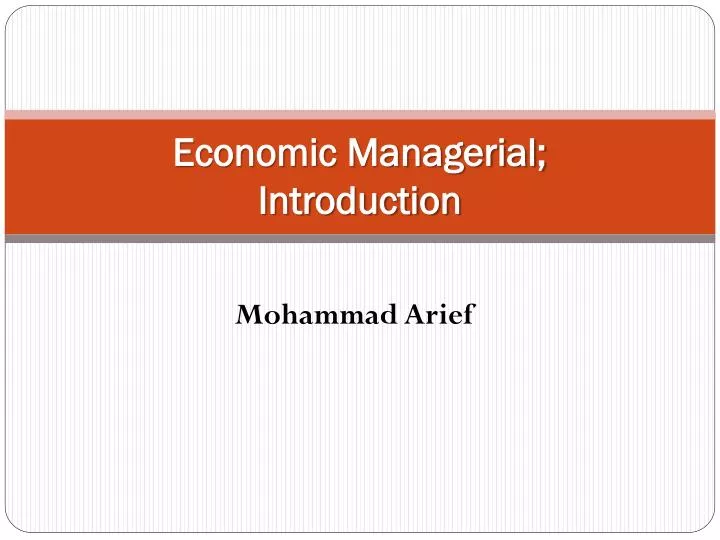 economic managerial introduction
