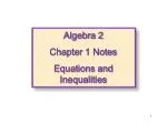 PPT - Chapter 2 Equations and Inequalities PowerPoint Presentation ...