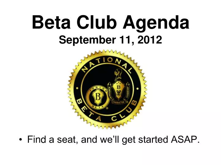 beta club agenda september 11 2012