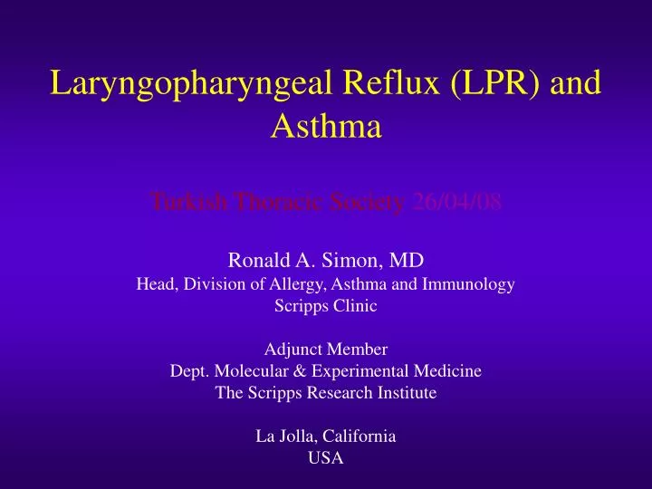 laryngopharyngeal reflux lpr and asthma