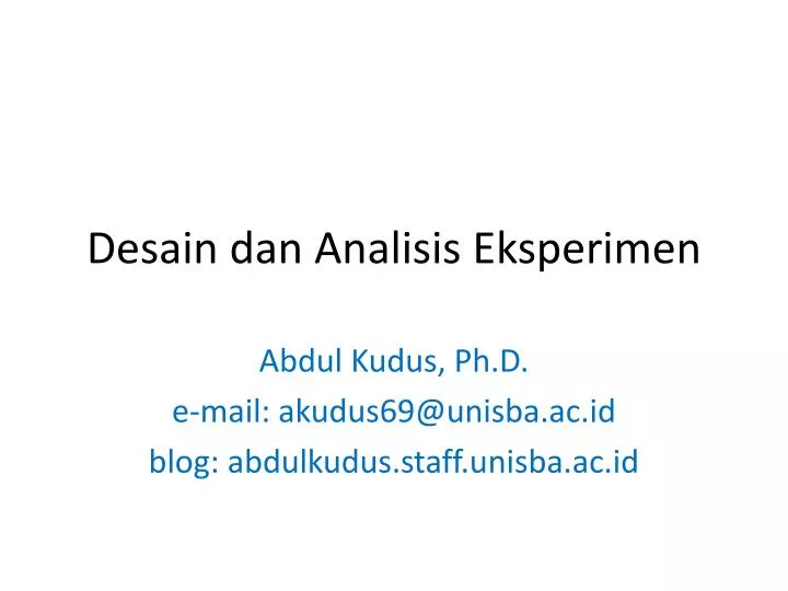 desain dan analisis eksperimen