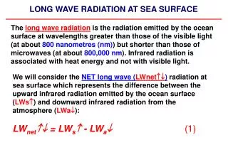 LONG WAVE RADIATION AT SEA SURFACE
