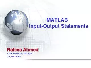 MATLAB Input-Output Statements