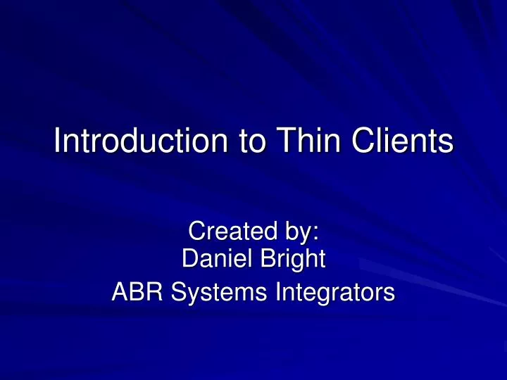 introduction to thin clients