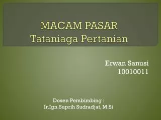 macam pasar tataniaga pertanian