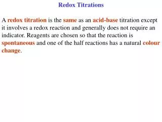 Redox Titrations