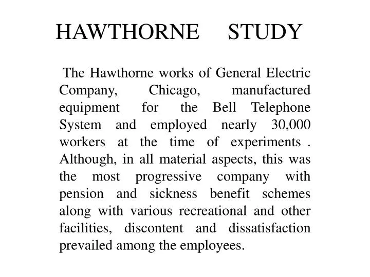 hawthorne study
